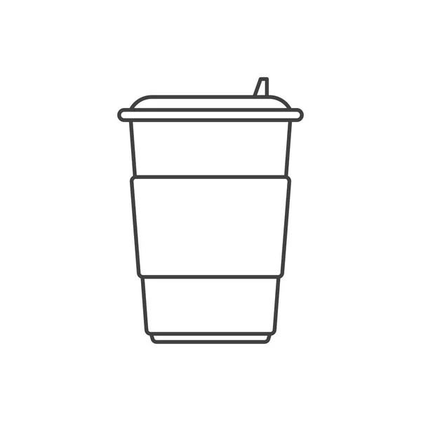Το εικονίδιο ενός φλυτζανιού χαρτί για καφέ με ένα πλαστικό καπάκι και ένα μέρος κάτω από κάθε επιγραφή. Εικονογράφηση διάνυσμα σε λευκό φόντο. — Διανυσματικό Αρχείο