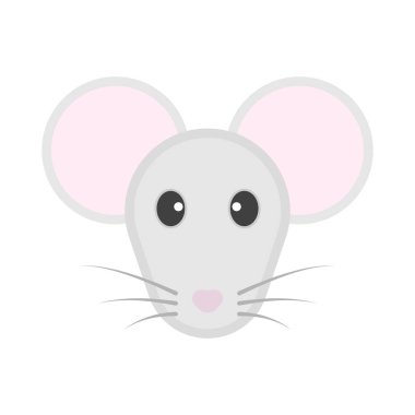 Çok şirin fare suratı. 2020 yılbaşı sembolü. Minimalist tarzı. Beyaz arkaplanda vektör illüstrasyonu.