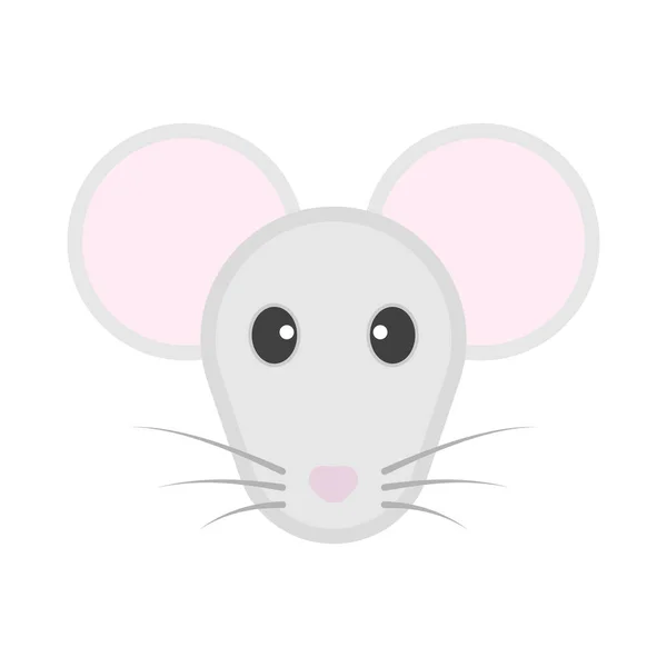 とてもかわいいマウスの顔。2020年新年のシンボル。ミニマリストスタイル白い背景のベクトルイラスト. — ストックベクタ