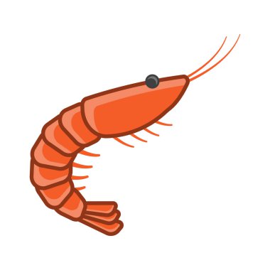 Karides Simgesi. Çok renkli, hacimli tasarım. Beyaz arkaplanda basit bir izole vektör.