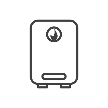 Su ısıtıcısı ikonu. Doğrusal versiyonda kazan. Beyaz arkaplandaki izole vektör.