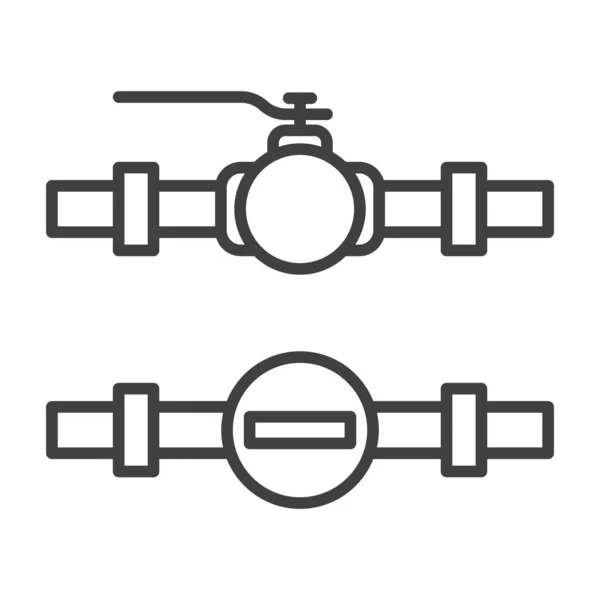 Su sayacının ve musluğun çift minimalist simgesi. Beyaz arkaplandaki izole vektör.