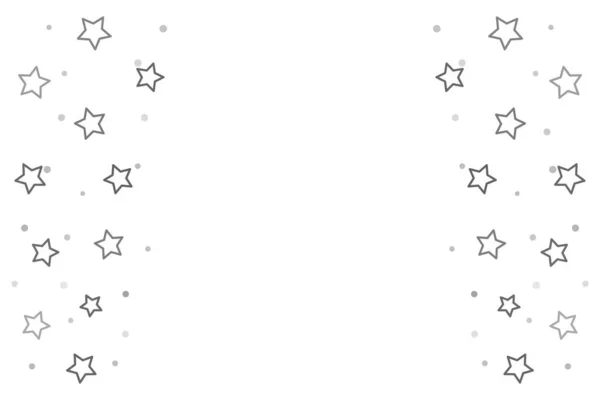 Ein rechteckiger weißer Hintergrund mit wachsenden Sternen an den Rändern unterschiedlicher Transparenz und Größe. Vektor. — Stockvektor