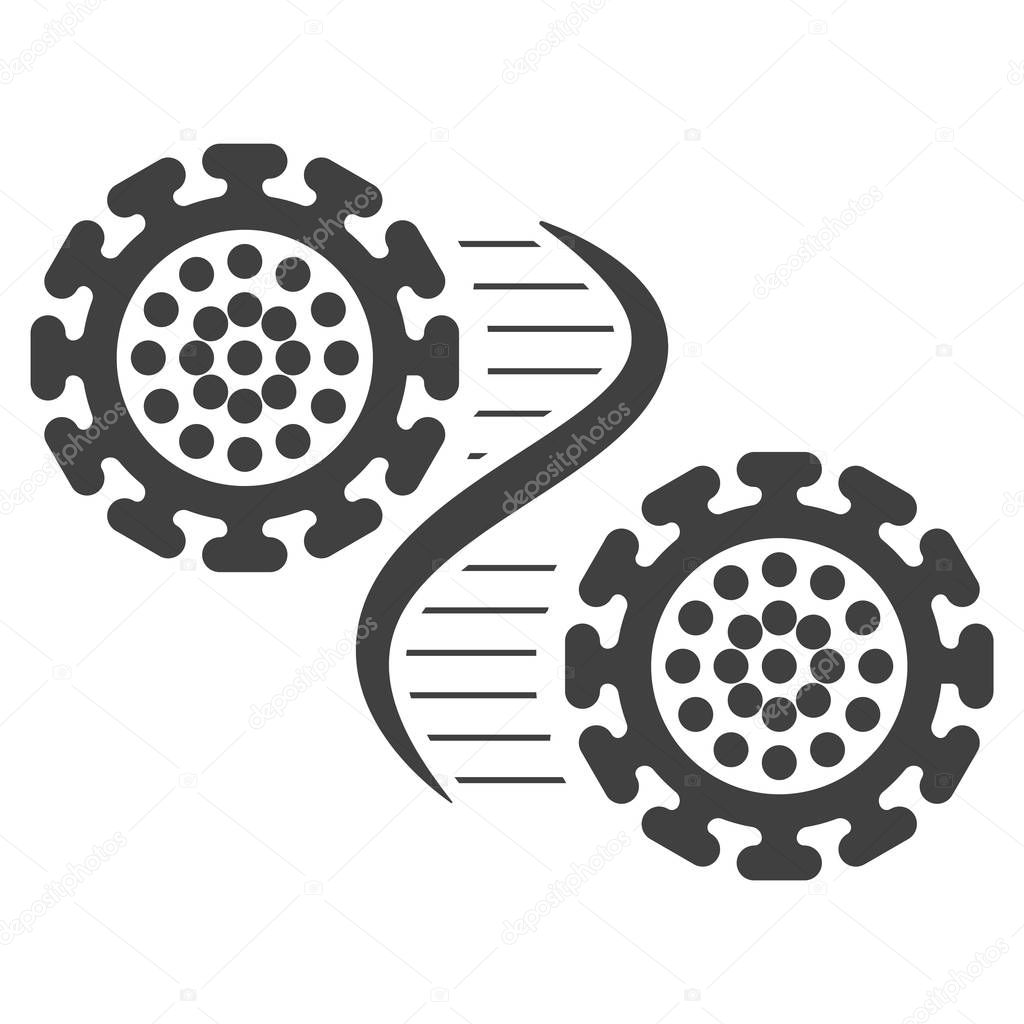 Icon of coronavirus molecules and their rna structure. Isolated vector on a white background