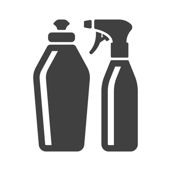 Household chemicals icon. Bottle with detergent and spray for washing glass and mirrors. Isolated vector on a white background. — 스톡 벡터