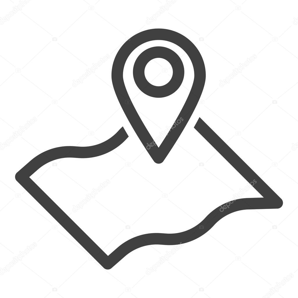 Map icon with a navigation point. Minimalistic performance. Isolated vector on a white background.