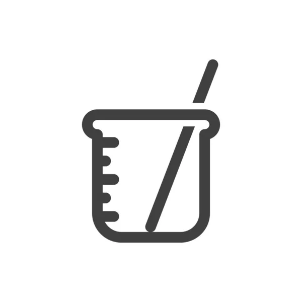 Icono taza de medir con un palo para agitar. Diseño lineal minimalista. Vector aislado sobre fondo blanco . — Vector de stock