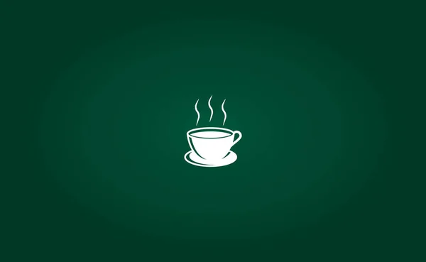 Kahve ya da çay bardağı ikonu. Masaüstü duvar kağıdı. Minimalist bir seçenek, kupa ortada yer alır. Yeşil arka plan. Vektör. — Stok Vektör