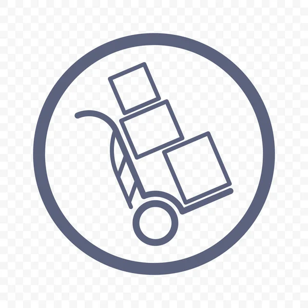 Icon trolley with cargo. A simple linear image of a two-wheeled trolley with drawers. Isolated vector on transparent background. — Stock Vector
