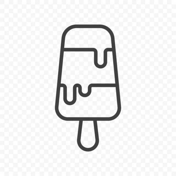 Icono de helado derretido. Paleta multicapa en un palo. Imagen lineal minimalista sobre fondo PNG transparente. Vector . — Archivo Imágenes Vectoriales