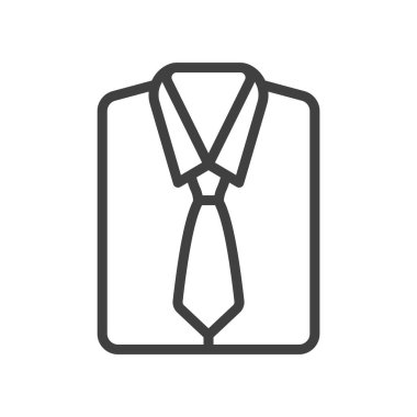 Katlanmış erkek gömleği ve kravat simgesi. Basit doğrusal görüntü. Beyaz arkaplandaki izole vektör.