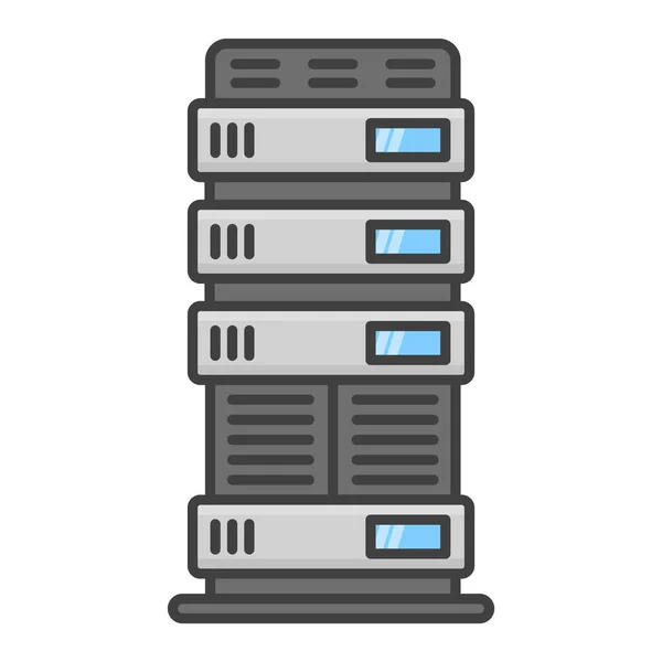 Ikona serwera hostingowego do przechowywania danych i inne dla Twojej firmy. Ilustracja jednej z kreskówek. Izolowany wektor na białym tle. — Wektor stockowy
