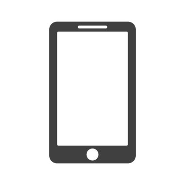 Cep telefonu simgesi. Basit kabartma resim. Beyaz arkaplandaki izole vektör.