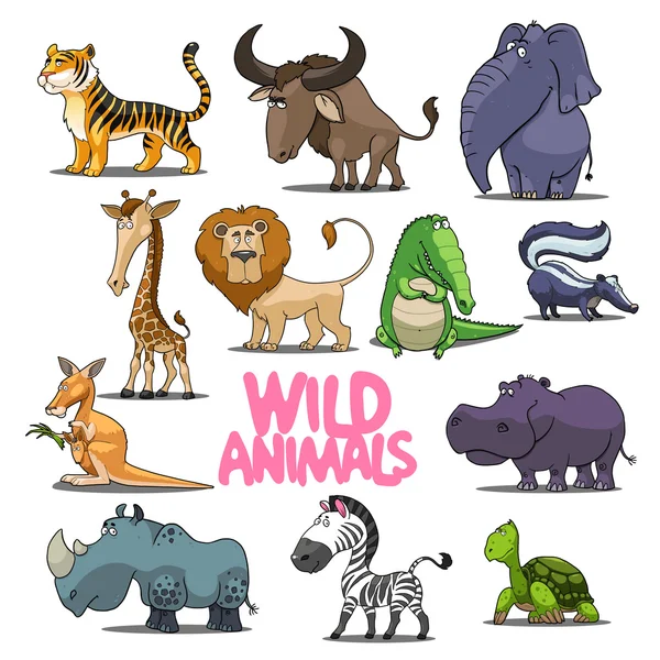 Cartoon wild animals set