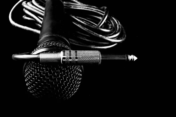 Gamla Hederliga Mikrofon Huvudet Med Jack Plug — Stockfoto