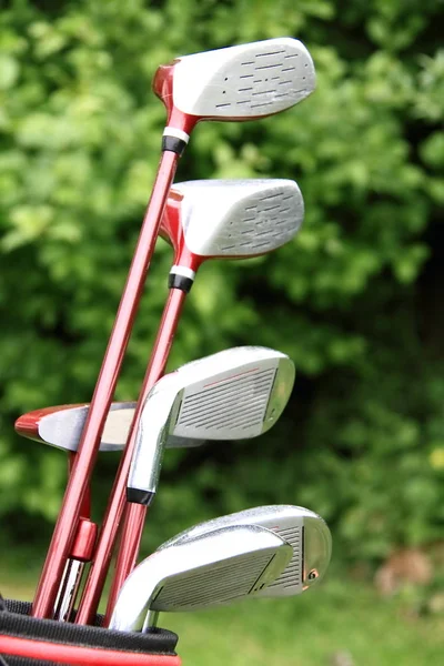 Golf Clubs Green Background — Stock Photo, Image