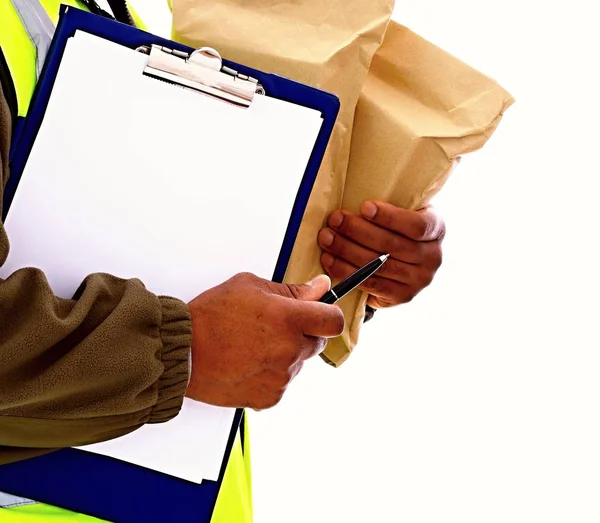 Leverans Man Leverera Paket — Stockfoto