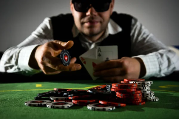 Casino Žetony Pozadí Pokerového Hráče — Stock fotografie