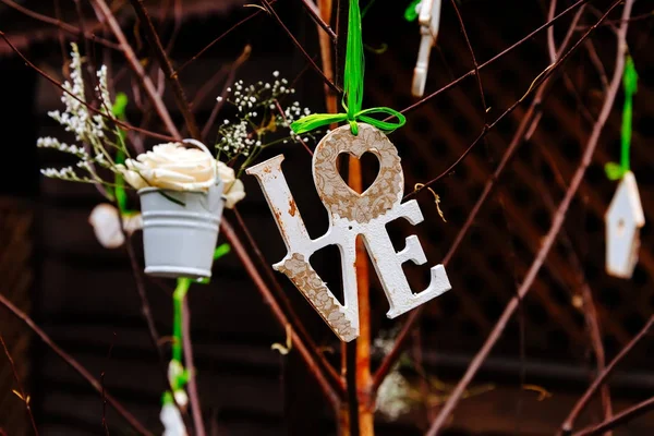 Декоративное Свадебное Украшение Деревянные Буквы Слове Любовь — стоковое фото