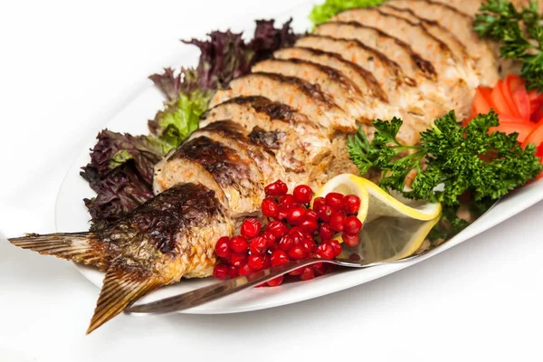 Stuffed fish on a platter — Stock Photo, Image