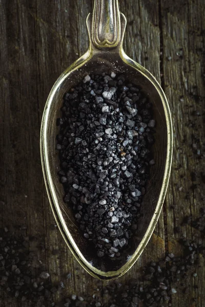 Ложка черной гималайской соли — стоковое фото