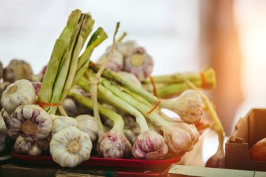 Çiftçi pazarında sarımsak