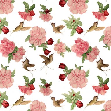 Sinek kuşlarının ve çiçekler