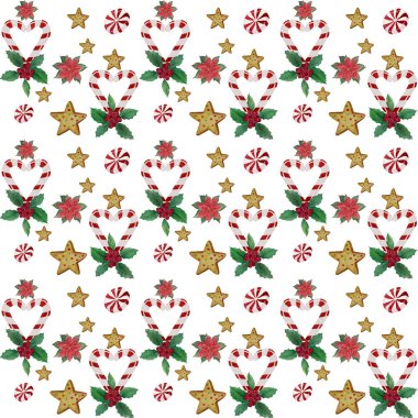 Sulu Boya Noel şekerleme desen 