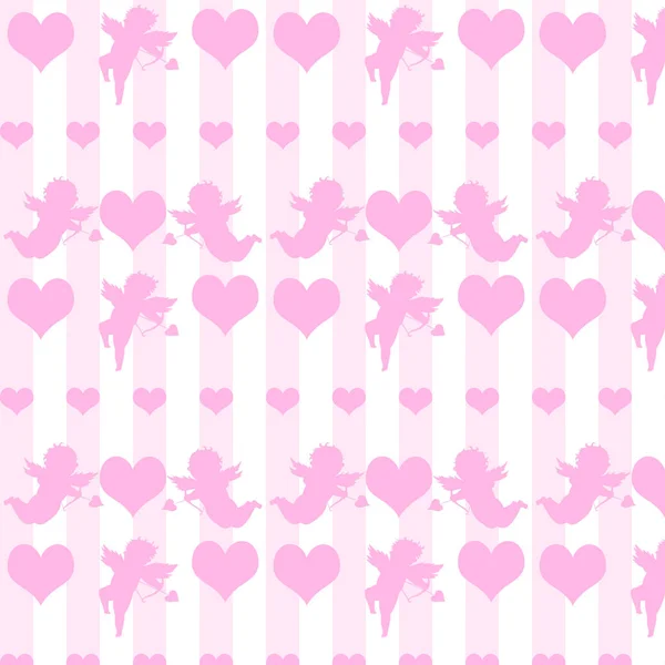 Valentijnsdag Patroon Met Cupido Harten — Stockfoto