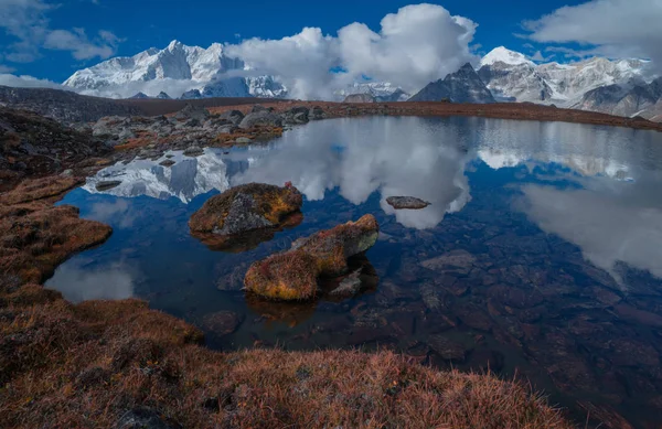 Landscape Everests Eastern Face Look Reflection Mount Everest Tsoshutrima — Stock Photo, Image