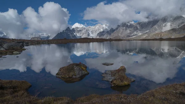 Landscape Everests Eastern Face Look Reflection Mount Everest Tsoshutrima — Stock Photo, Image