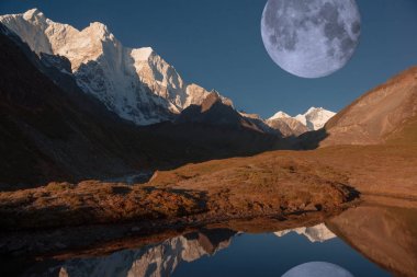 The moon on the east slope of Mount Everest clipart