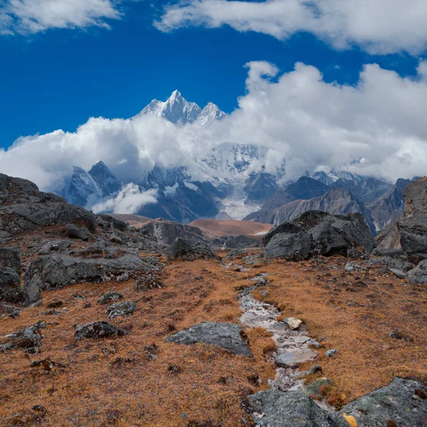 Everests Doğu Yüzü Manzara Everest Dağı Yansıma Tsoshutrima Bak — Stok fotoğraf