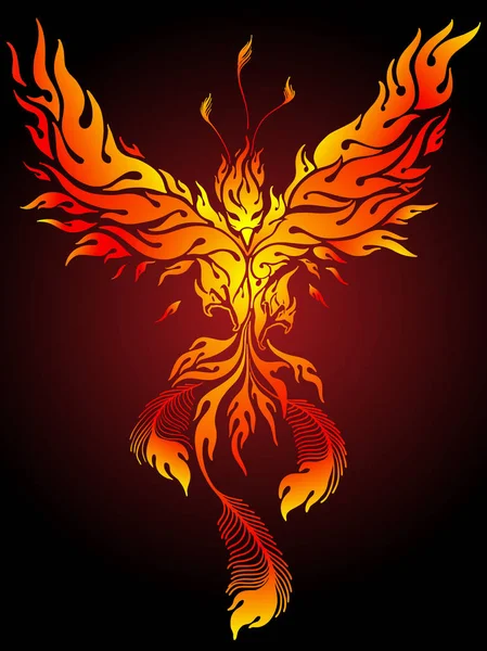 Flaming Phoenix Vector Illustration Ideal Body Art Tattoo — Stock Vector