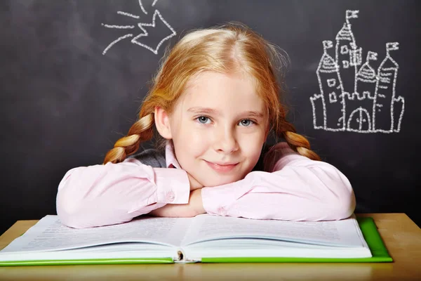 Schoolgirl with a book — Stock Photo, Image