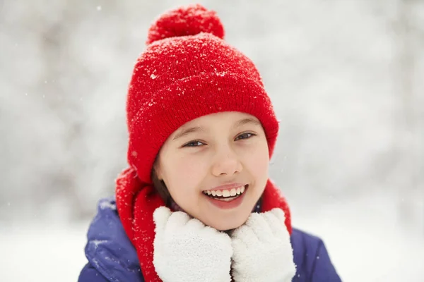 Portrét roztomilé dívky v zimě — Stock fotografie