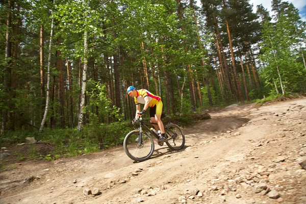 Radfahrer fährt Mountainbike — Stockfoto