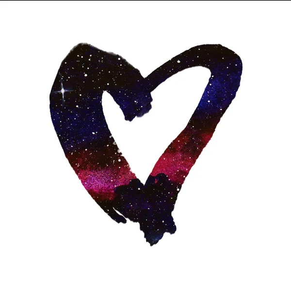 Galáxia Abstrata Rosa Coração Azul Ilustração Mão Livre Aquarela — Fotografia de Stock