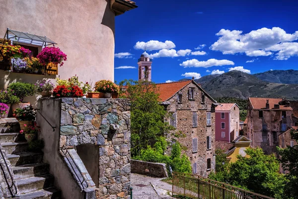 Corte stad in corsica eiland Rechtenvrije Stockfoto's