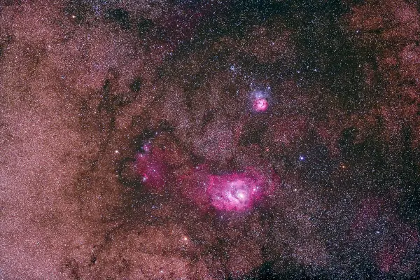 Starscape with Lagoon and Trifid nebulas — Stock Photo, Image