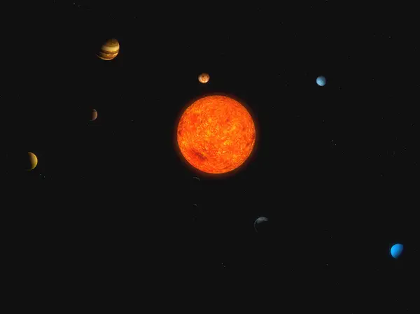 Güneş ve güneş sisteminin gezegenleri — Stok fotoğraf