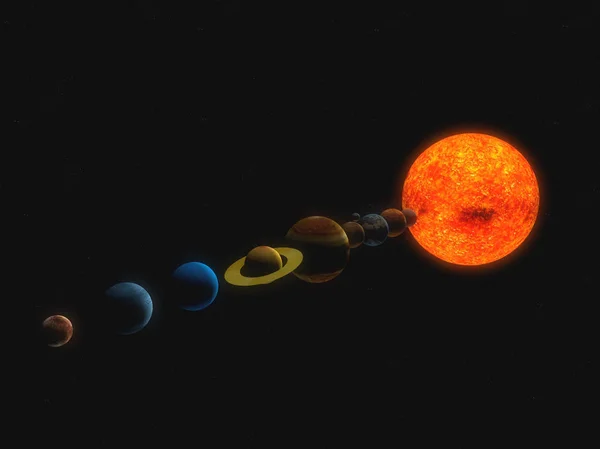 Solen och planeterna i solsystemet — Stockfoto