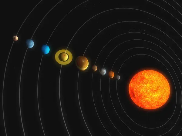Солнце и планеты Солнечной системы — стоковое фото