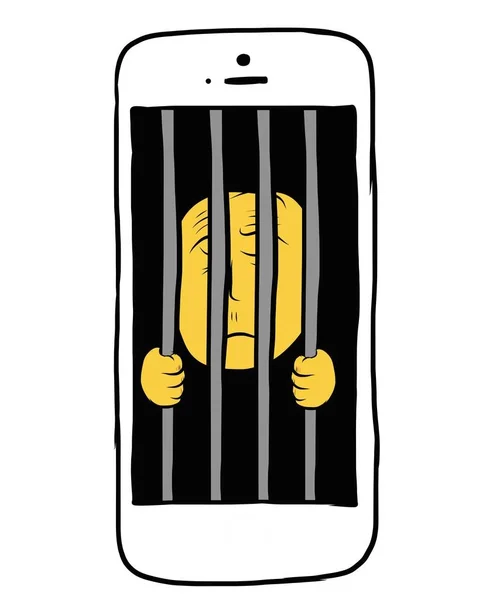 Telefoon en mensen tekenen, cartoon — Stockvector