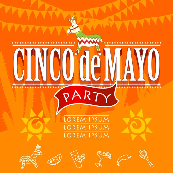 Cinco de mayo party with donkey — ストックベクタ