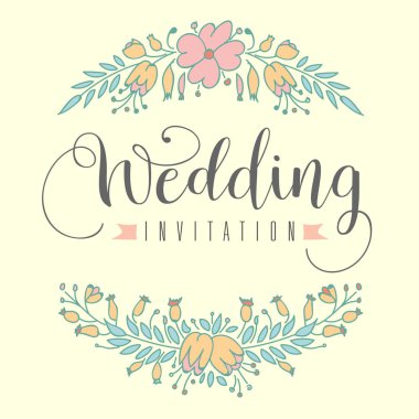 Düğün davetiyesi el mektup çiçekli