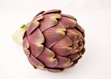 beyaz zemin üzerine taze enginar.