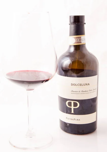 Red italian win, Primitivo di Manduria natural sweet. Stock Picture