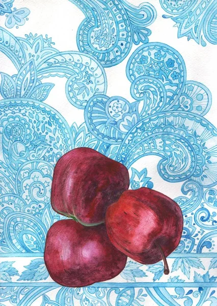 Appels op patroon tafelkleden — Stockfoto