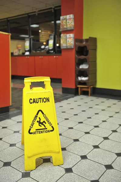 Restaurant Wet Floor Sign — Stock Photo, Image